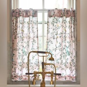 Anthropologie Priyanka Organic Cotton Printed Bird Café Curtains, Set of 2